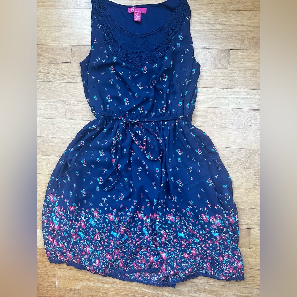 Ultra Pink Sleeveless Navy Floral Dress